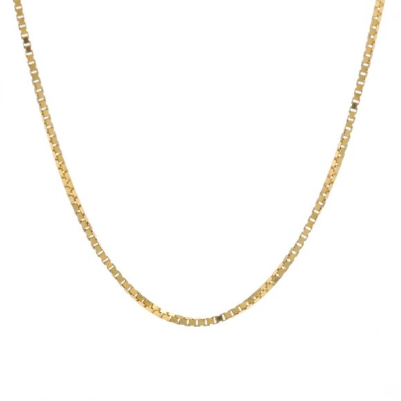 Yellow Gold Box Chain Necklace 16" 14k - Picture 1 of 5